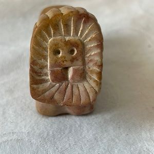 MCM Lion Figurine Stone Zodiac Abstract Leo Hand Carved Miniature Paperweight